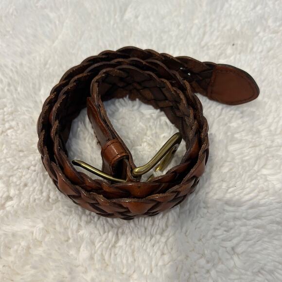 Express Accessories - Vintage Express Womens Brown Italian Leather‎ Belt Braided Distressed Sz S
